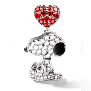 New Peanuts Snoopy Dog Heart Dangle silver charm for Pandora bracelet